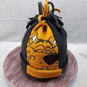 Scooby-Doo Kids Fleece Hat With Knot Tassels Black & Gold Cartoon Design